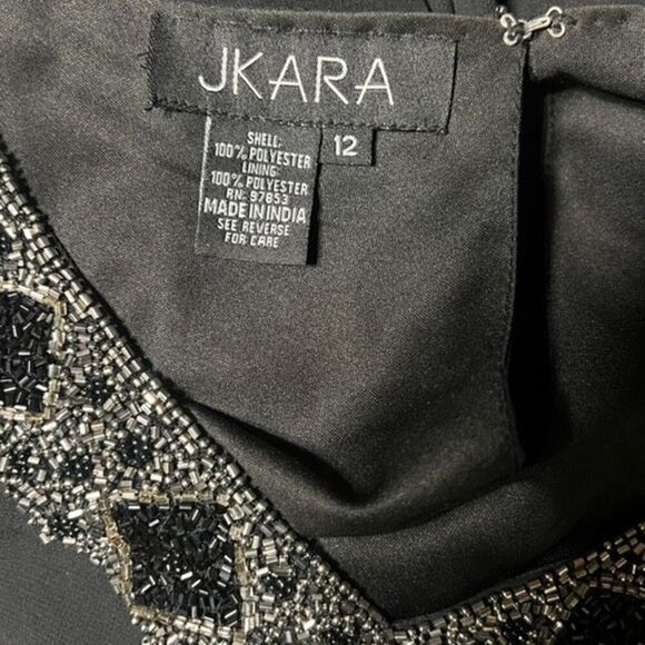J KARA Sleeveless Black Embellished Party Cocktail Mini Dress Size 12 - Picture 6 of 6